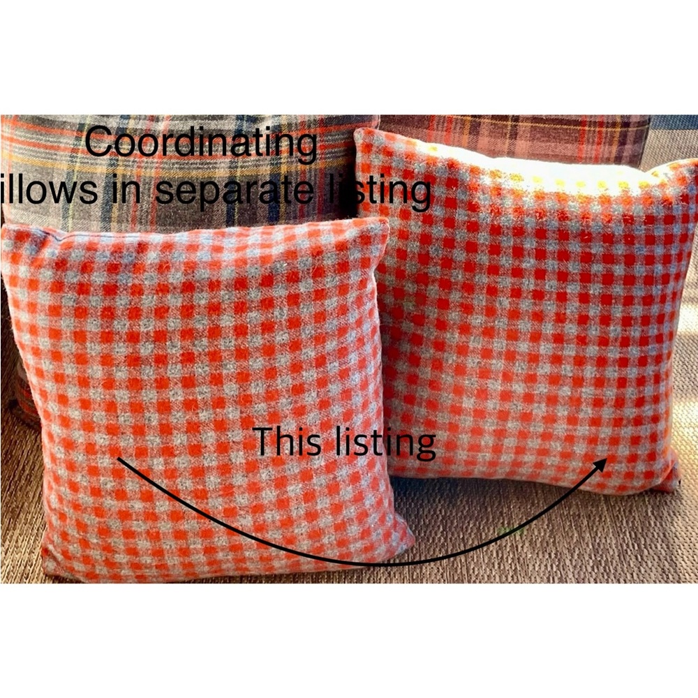 2 “Custom Made” Wool Checked Accent Pillow Covers  17” x 17”  *No inserts*